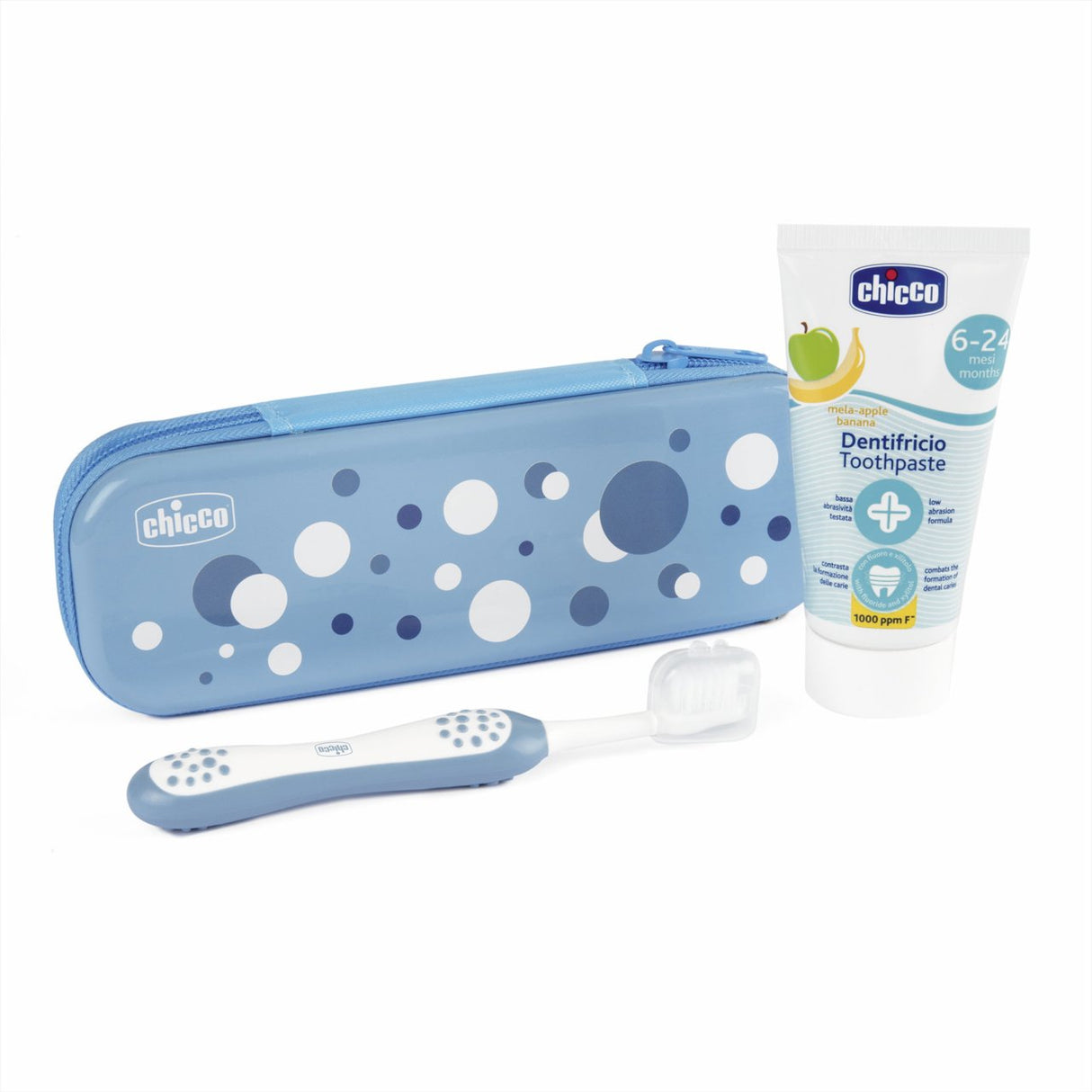 CHICCO KIT ESCOVA & PASTA DENTE AZUL 12M