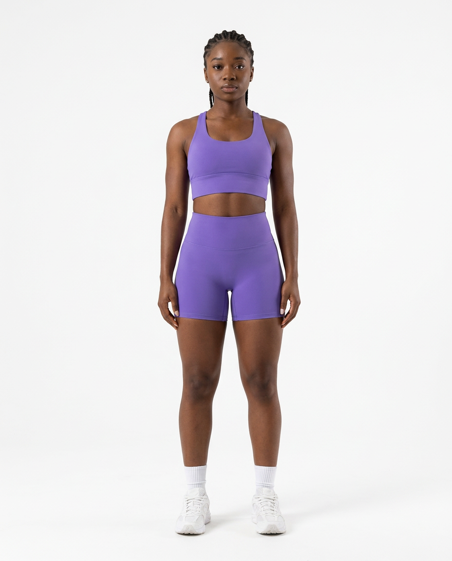 CONJUNTO COLAN CURTO + TOP FITNESS FUSION FEMININO ROXO L