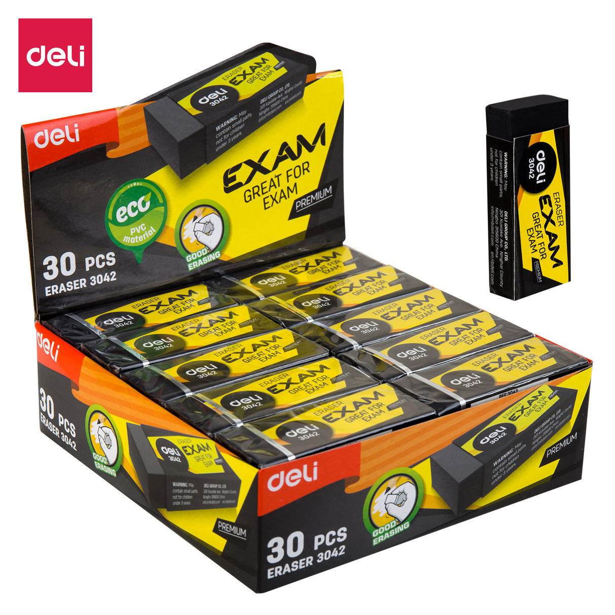 Borracha avançada Deli Youku E3042 (preta) 30pic/caixa