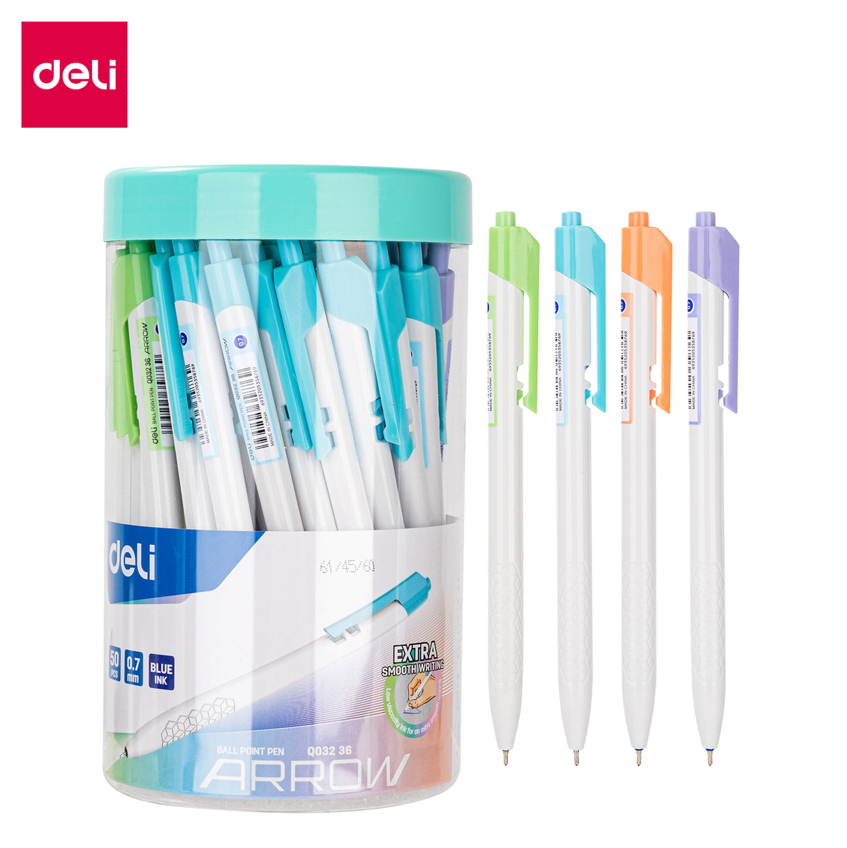 Caneta de óleo Deli EQ03236médio barril 0,7 mm mini cabeça (azul) (50 peças/balde)