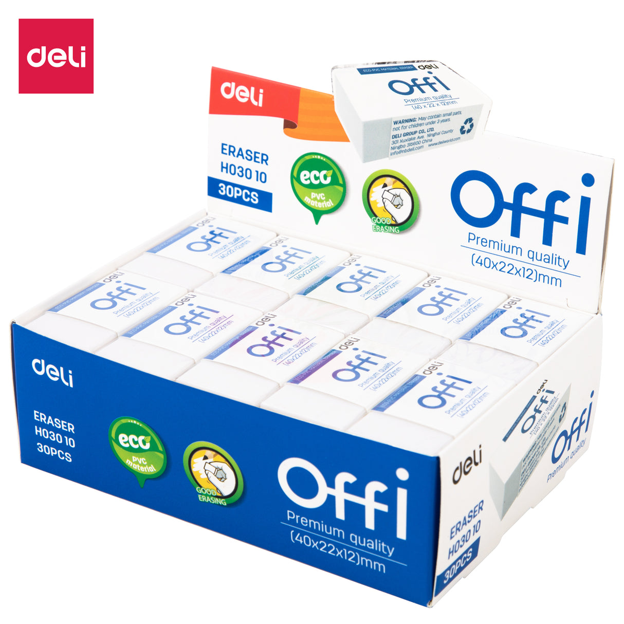 Borracha pequena Deli EH03010 (branca) 30pic/caixa