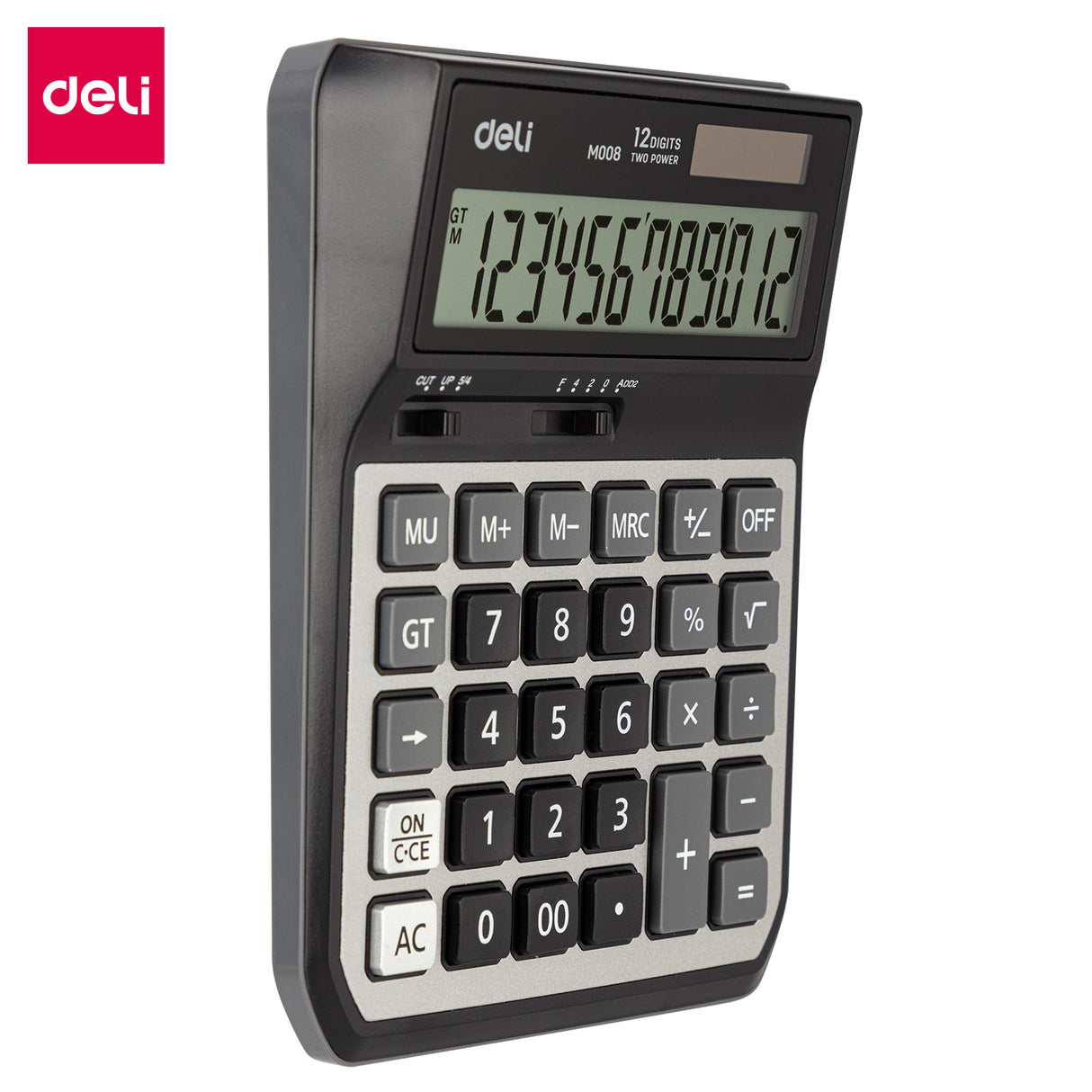 Calculadora de mesa Deli EM00820 (cinza prateado)