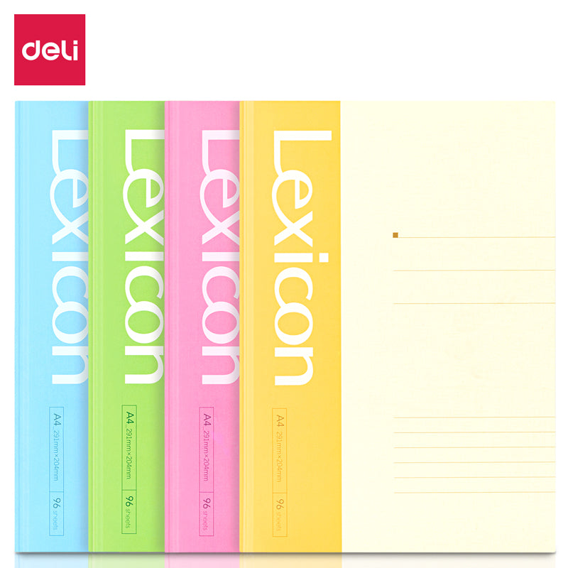 Caderno de capa dura Deli-3281 (cor misto) - 96 folhas - A4