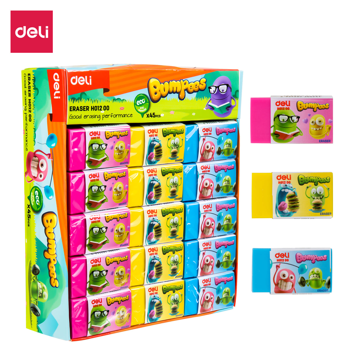 borracha pequena com tema de desenho animado Deli EH01200 (mista) 45pic/caixa