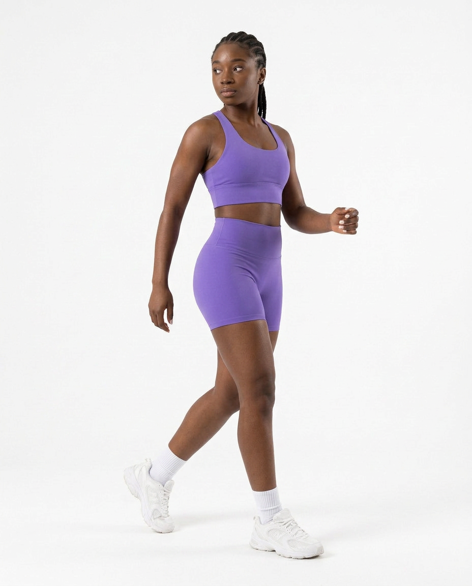 CONJUNTO COLAN CURTO + TOP FITNESS FUSION FEMININO ROXO L