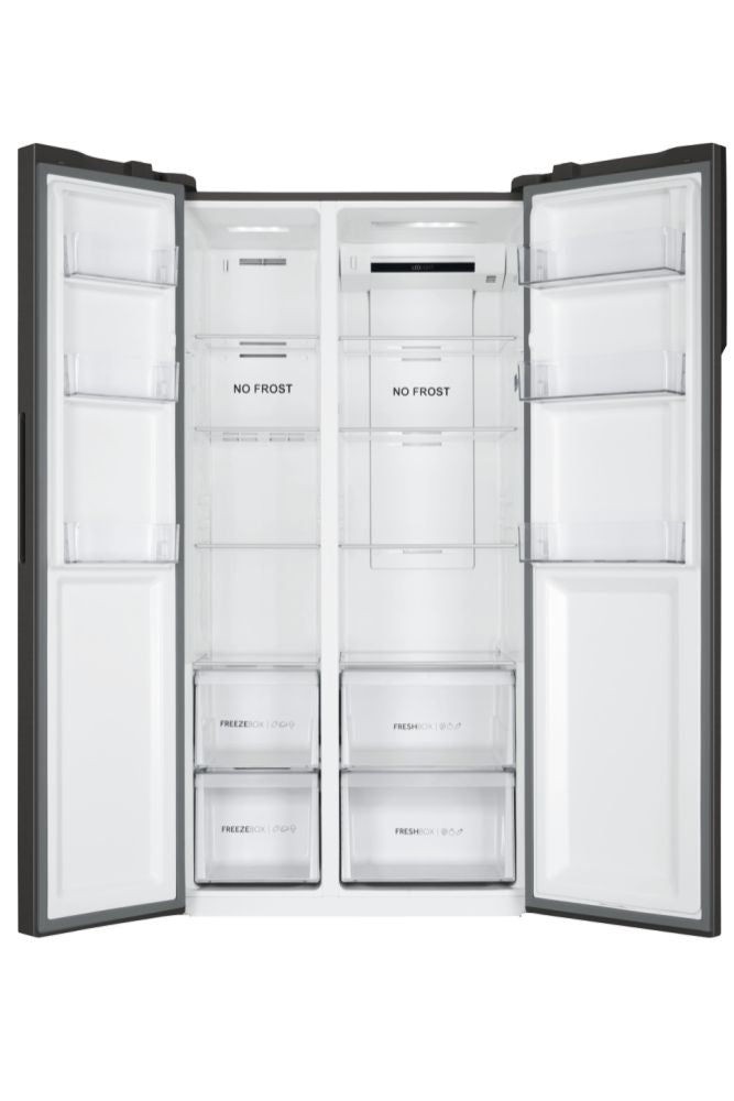 HAIER FRIGORIFICO SBS PRETO 504L HSR3918ENPB Instalação livre, No Frost, Luz Led, Classe E, Black, L x P x A (mm) 908x647x1775