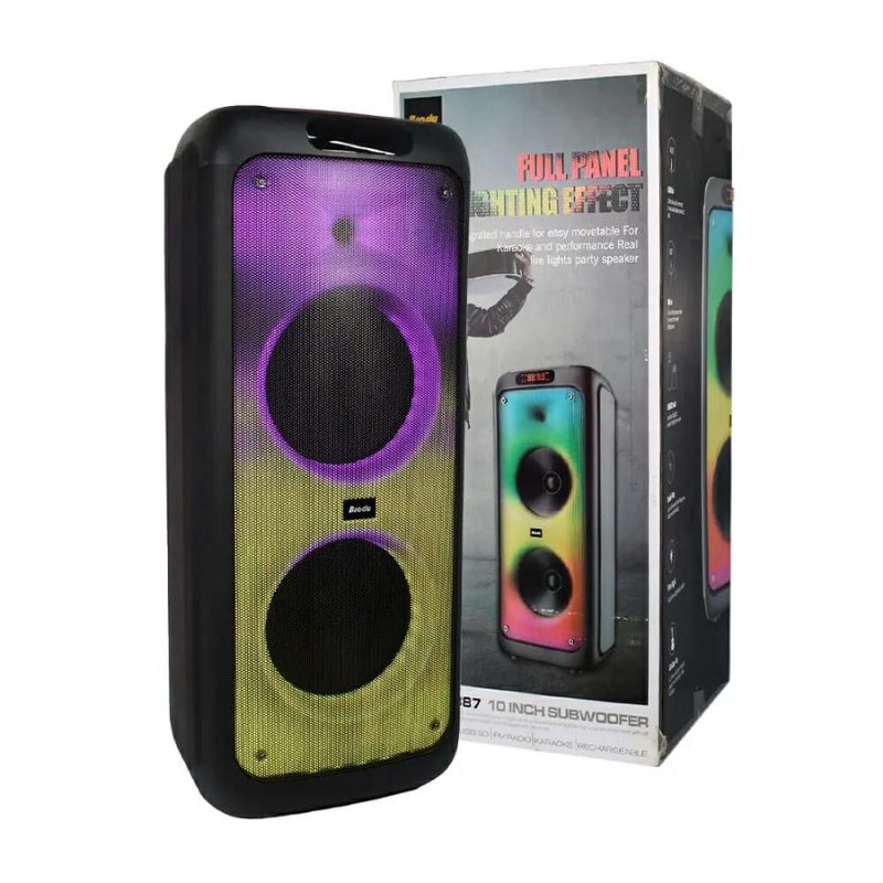 Caixa de Som BTS-1387 Dual 10 polegadas Chama LED luz SPEAKER - Subwoofer de energia sem fio Outdoor Bluetooth Speaker Com microfone sem fio.