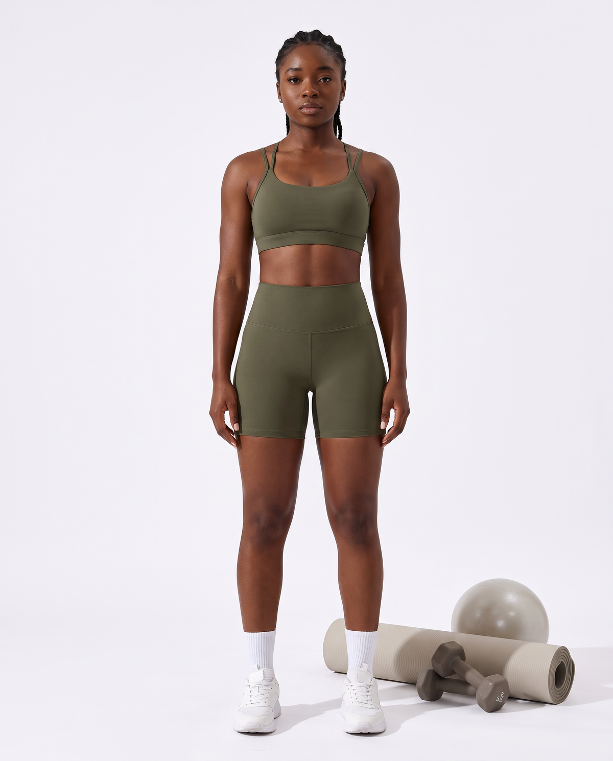 CONJUNTO COLAN CURTO + TOP FITNESS FUSION FEMININO VERDE L
