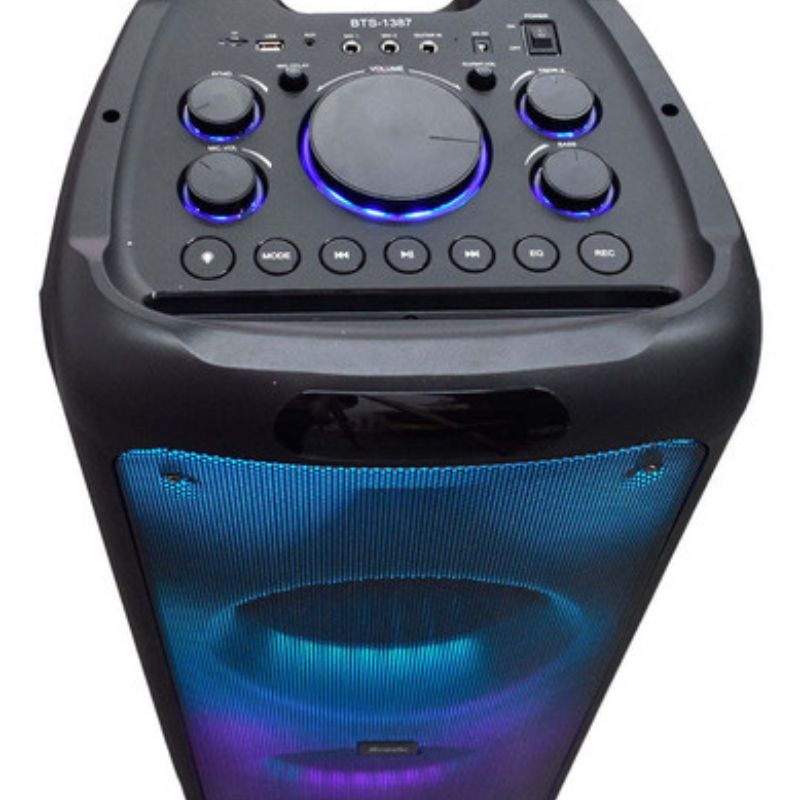 Caixa de Som BTS-1387 Dual 10 polegadas Chama LED luz SPEAKER - Subwoofer de energia sem fio Outdoor Bluetooth Speaker Com microfone sem fio.