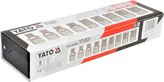 JOGO SOQUETE E-TROX 1/2’’ 9 PCS (E10,E11,E12,E14,E16,E18,E20,E22,E24)