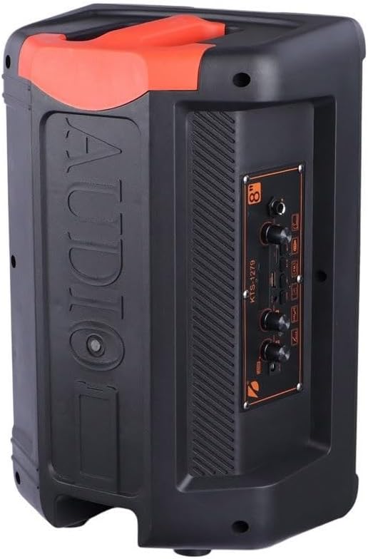 Caixa de Som Bluetooth KTS-1279, 8 Polegadas, com Microfone sem Fio, Karaokê, Luz RGB, Controle Remoto, Preta