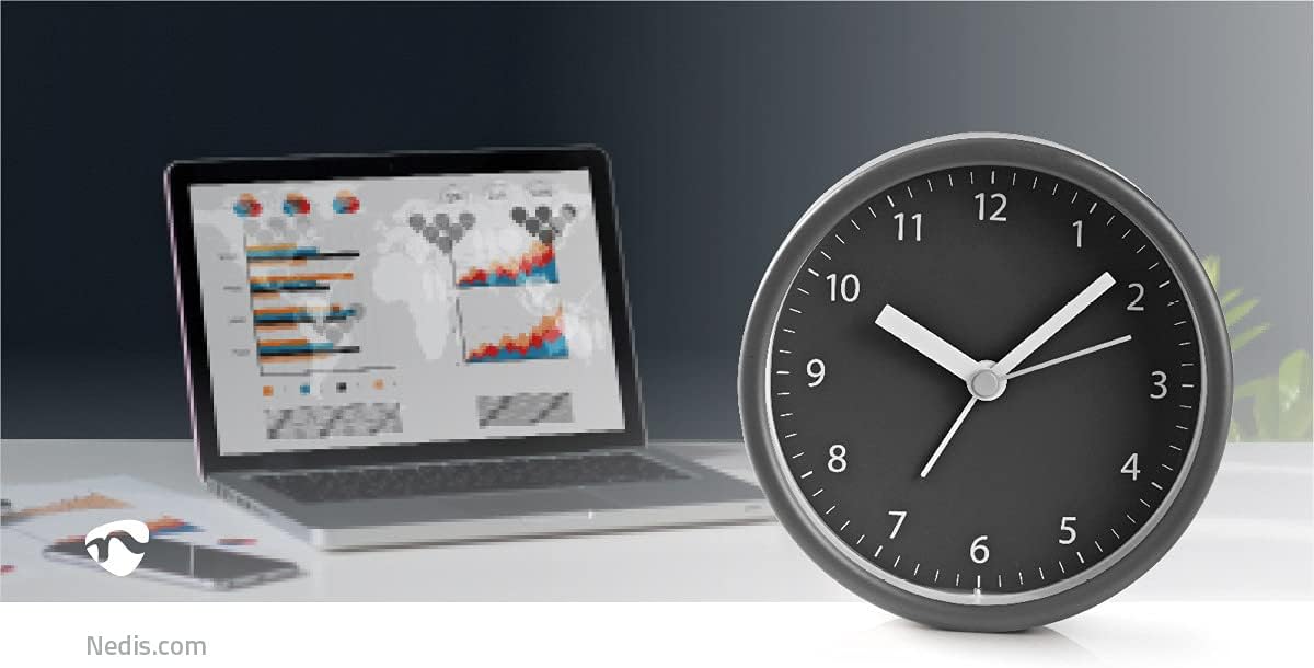 NEDIS CLDK006GY Despertador de Mesa Analógico | Redondo | Cinza