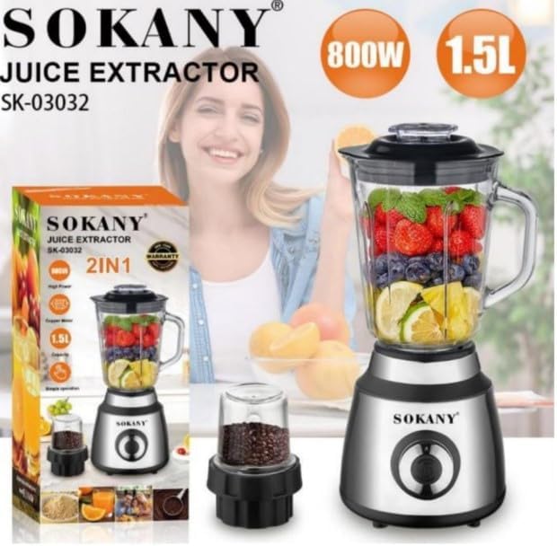 800W 1.5L Misturador de processador de alimentos multifuncional Extrator de suco de lâmina de aço inoxidável Limpeza rápida inquebrável SK-03032