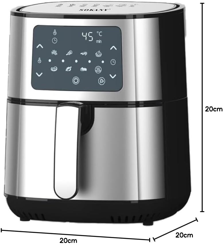 Sokany Essential Air Fryer SK-8048, Tela Digital Touch Screen, 7L, 1700W, Prata Garantia internacional - tensão de alimentação 220V e 50hz