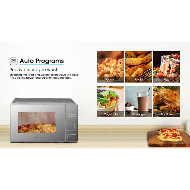 Micro-ondas Hisense 20L Cinza Digital H20MOWS10 – Painel Digital, 700W, 6 Programas Automáticos, Grill