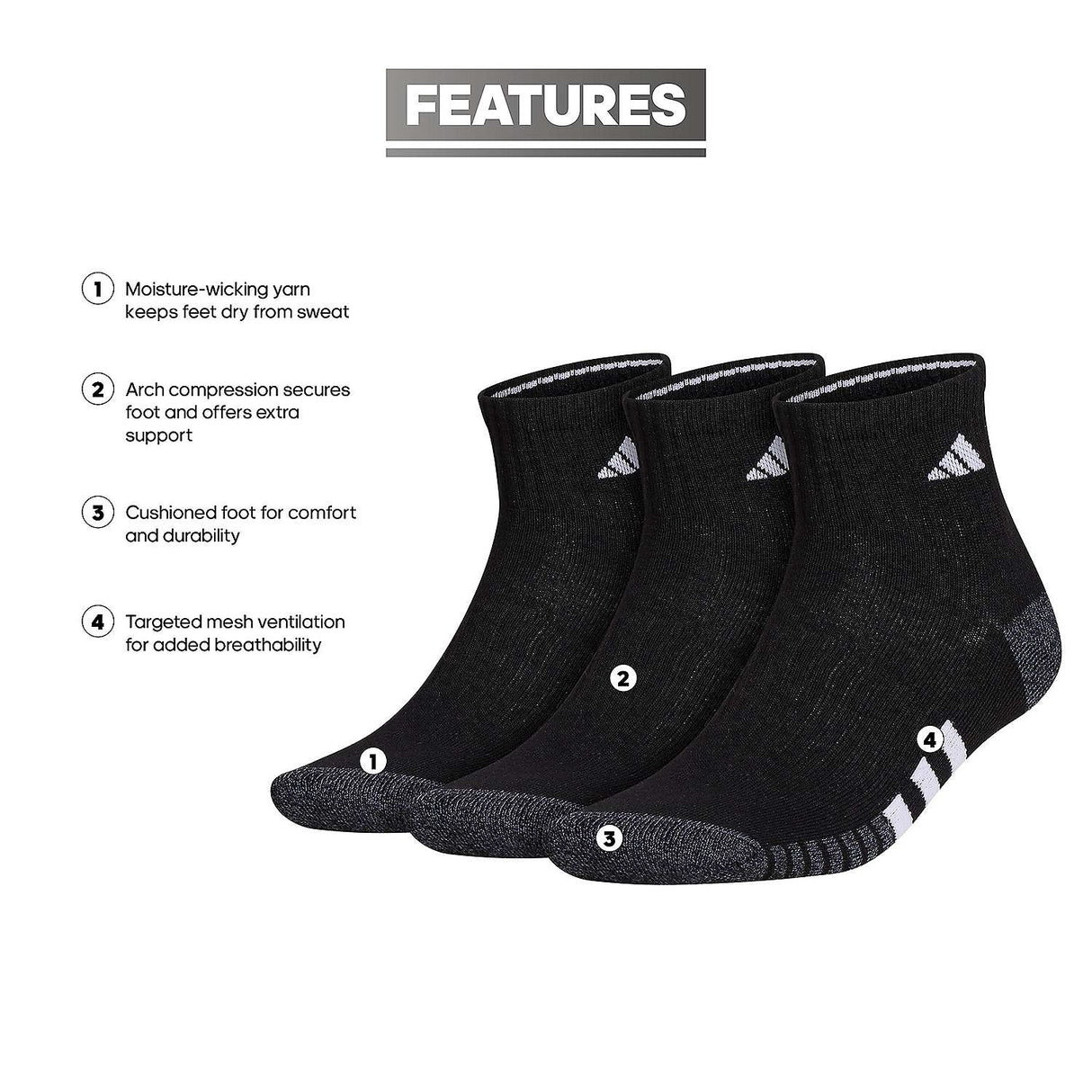 Meia/ Cush Ankle 3PP	Preta Jogo de 3