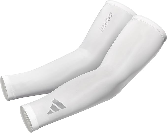 adidas Aeroready Mangas de Compressão para Braço - Respiráveis, Absorventes de Umidade para Fitness & Esportes, Acessórios de Ginástica, Mangas de Ajuste Perfeito para Recuperação Muscular & Alívio da Dor da Artrite (Branco, P/M)