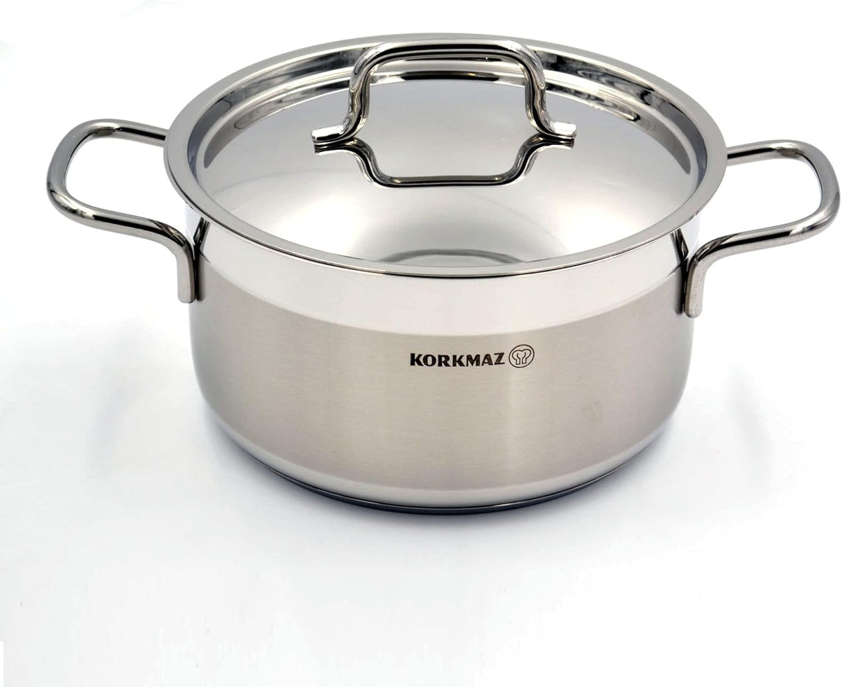 Panela Korkmaz em Aço Inoxidável Alfa, Prata, 26Cm, 1025