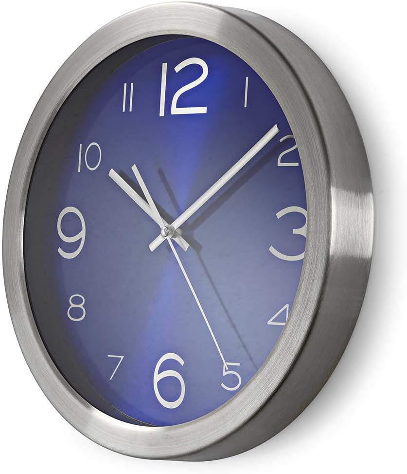 NEDIS CLWA010MT30BU Relógio de Parede Diâmetro do Círculo 30 cm Azul e Aço Inoxidável