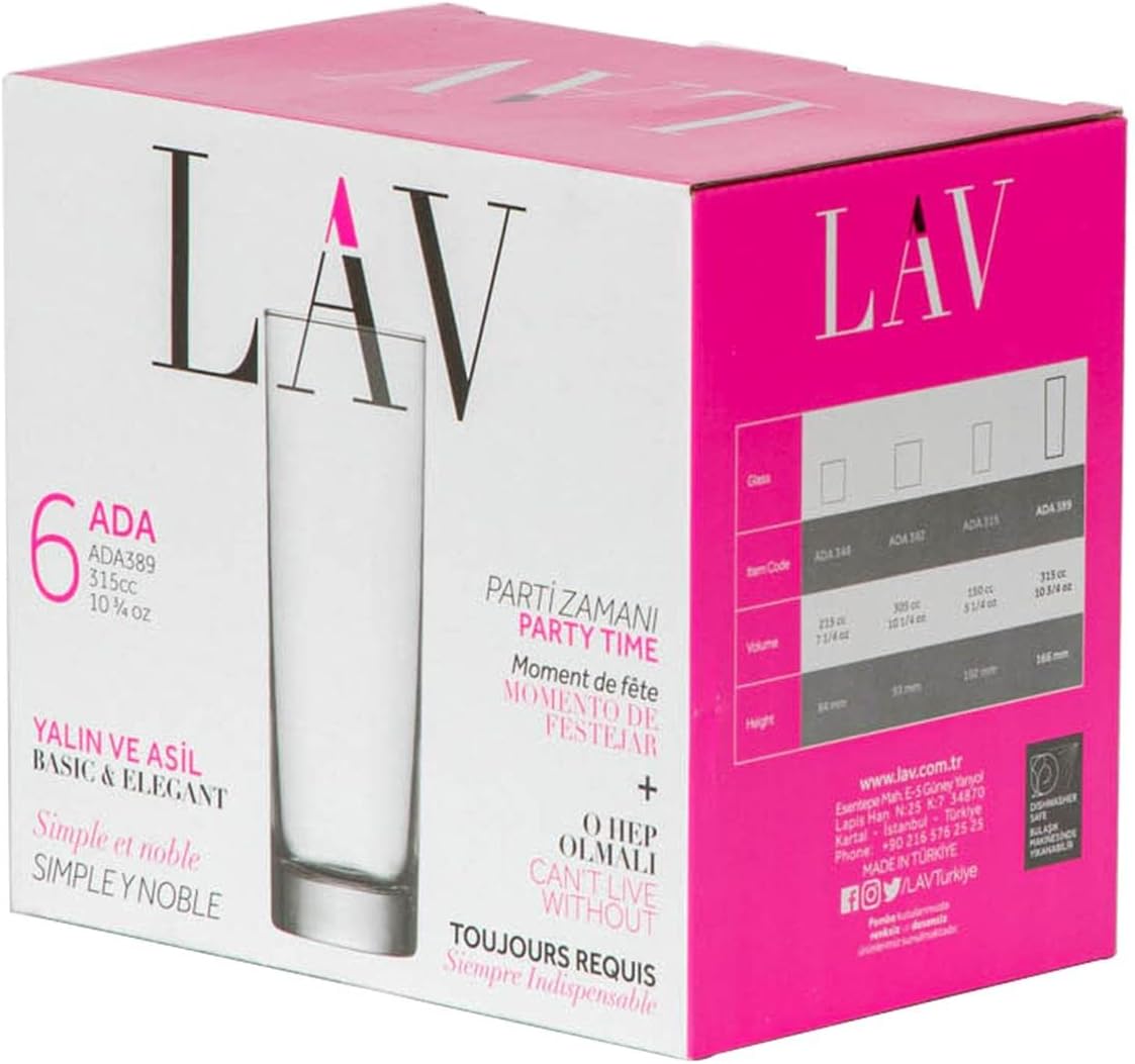 Conjunto de 6 copos de coquetel LAV-ADA LONG DRINK 315cc 6PC ST