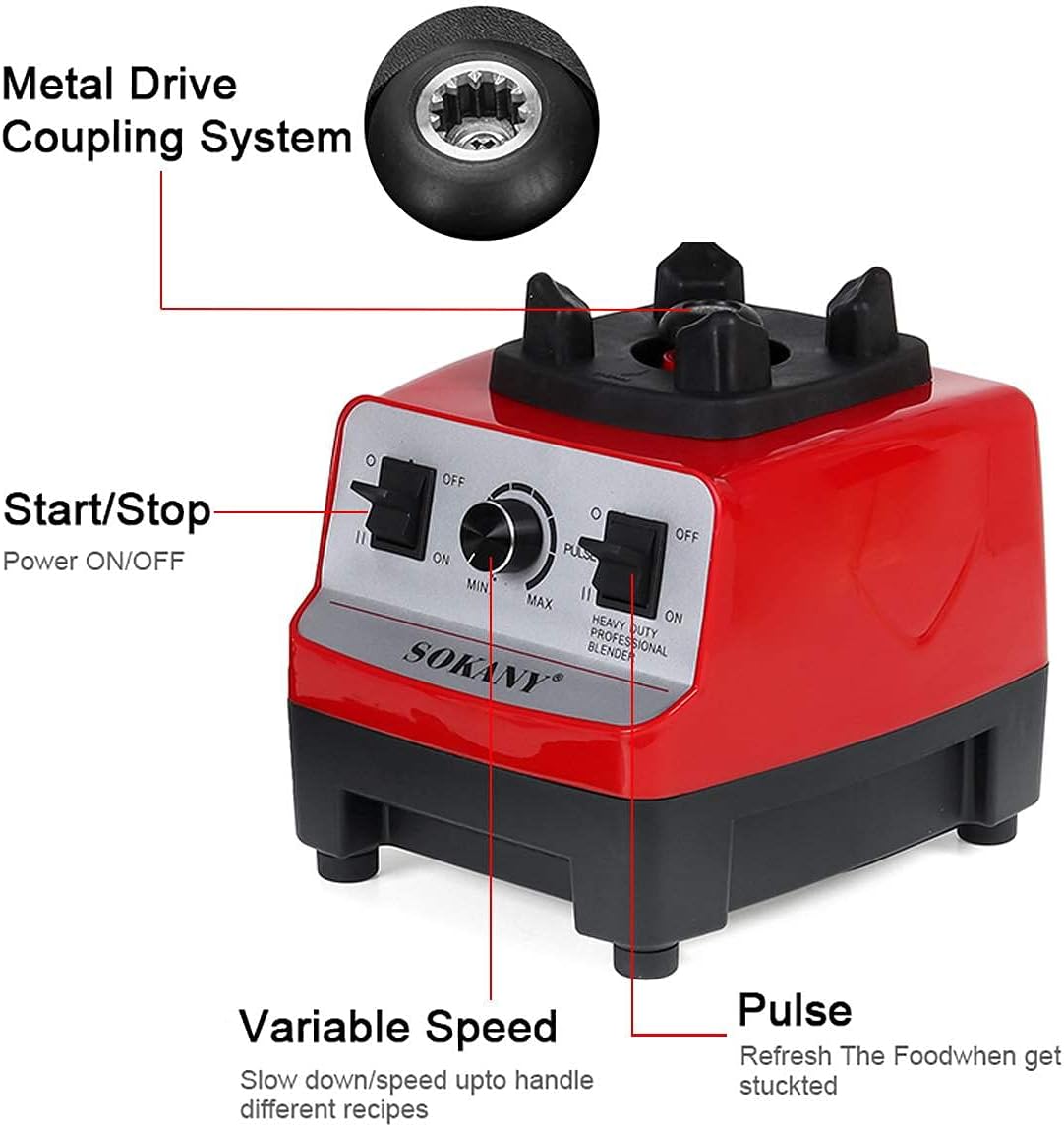 Liquidificador automático de grau comercial Sokany 4500w para serviço pesado, frasco de 2l - multicolorido