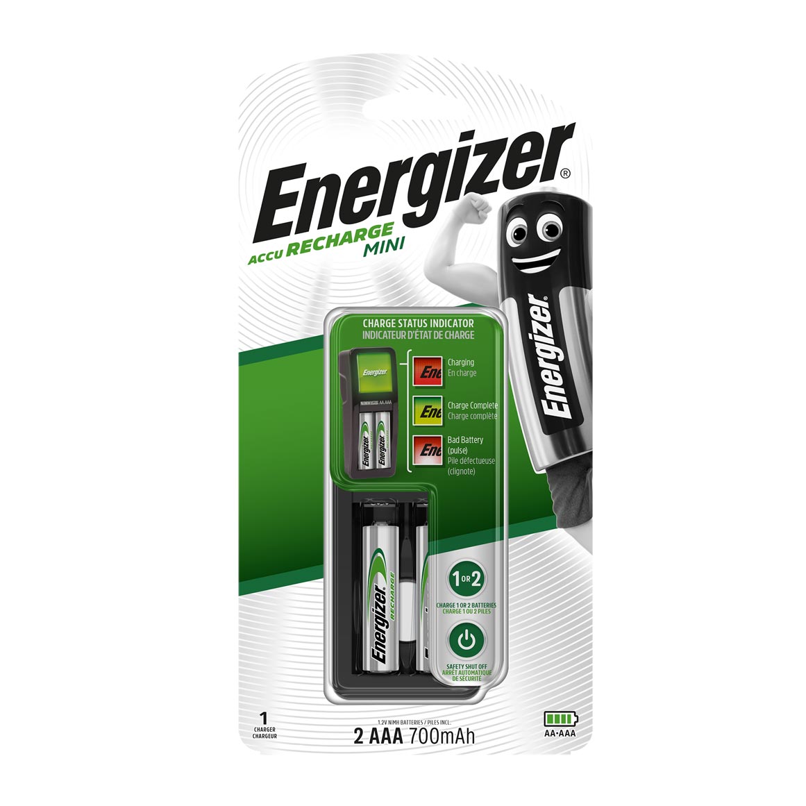 ENERGIZER CARREGAD MINI 2 PILHA AAA 700m