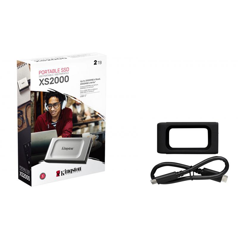 DISCO DURO EXTERNO MINI KINGSTON XS2000 500GB SSD 2000 MB/S USB-C 3.2 GEN 2X2 CINZA