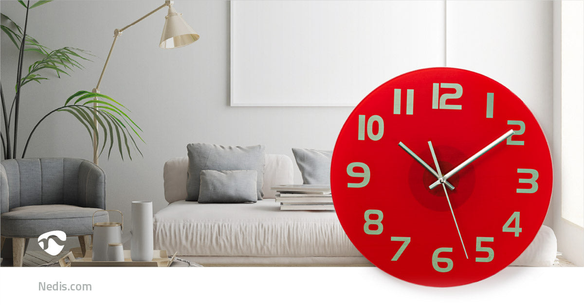Relógio de Parede Nedis Diâmetro 300 mm Vidro Vermelho - CLWA006GL30RD