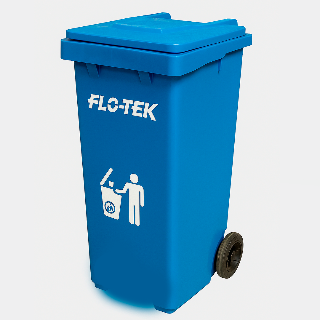 BALDE DO LIXO 120 LTS C/ RODAS E PEDAL COR AZUL