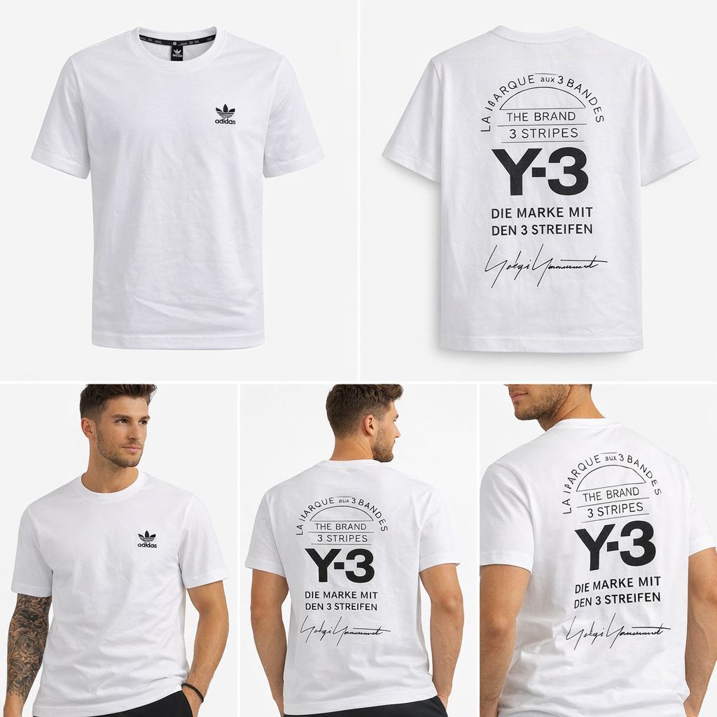 9987 Adidas T-Shirt Algodão Masculino Y3 oversize Creme Claro Tamanho M