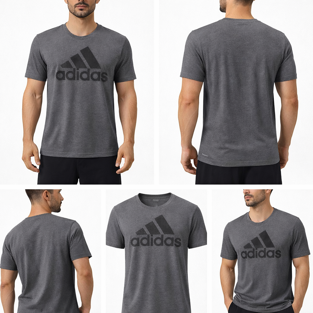 3901 Adidas T-Shirt Algodão Masculino Cinza Tamanho S