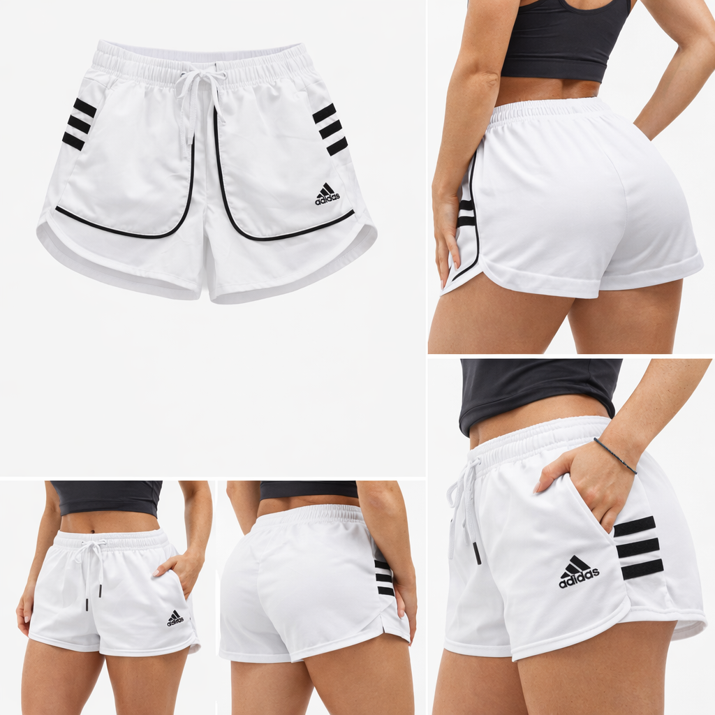 A013 Adidas calção Feminino com colan Branco Tamanho L