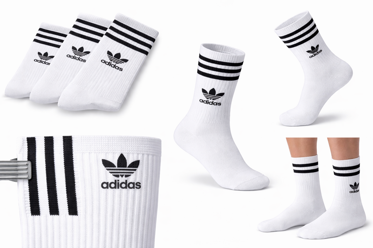 Adidas Meias Longas (L) 43-46 - Branca (Conjunto 3) Tamanho L