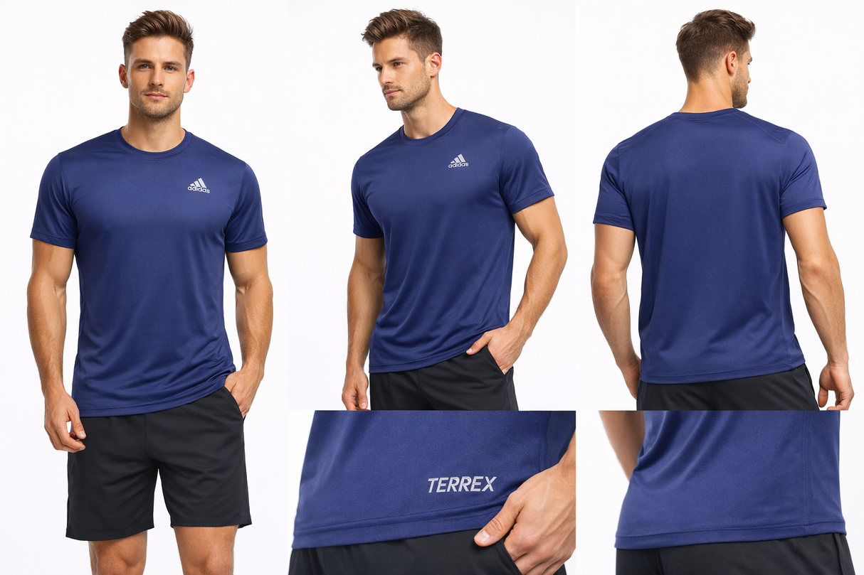 847 Adidas T-Shirt dry fit Masculino Azul-Escuro Tamanho XL
