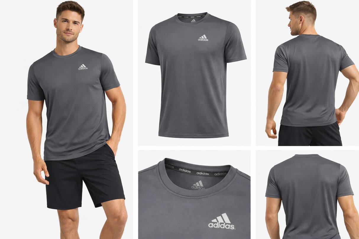 847 Adidas T-Shirt dry fit Masculino Cinza-Escuro Tamanho L
