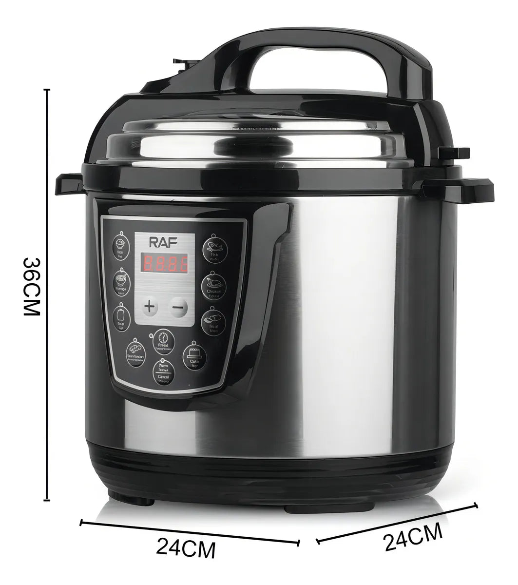 Panela de Pressão Elétrica Multifuncional 6lts 1000w Raf R-177 Cor Prata