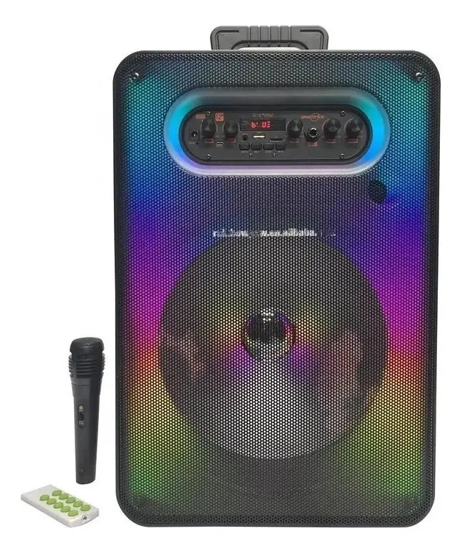 Alto Falante Caixa Som Bluetooth Led Rgb Amplificado Gts1592 Cor Preto