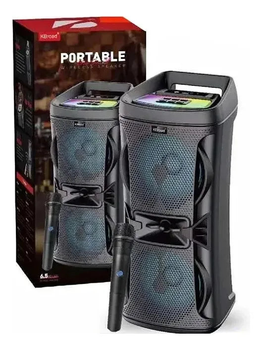 Caixa de Som de Karaokê Kts-2160 6.5 Bt Microfone Rgb Fm Usb Tws Preto