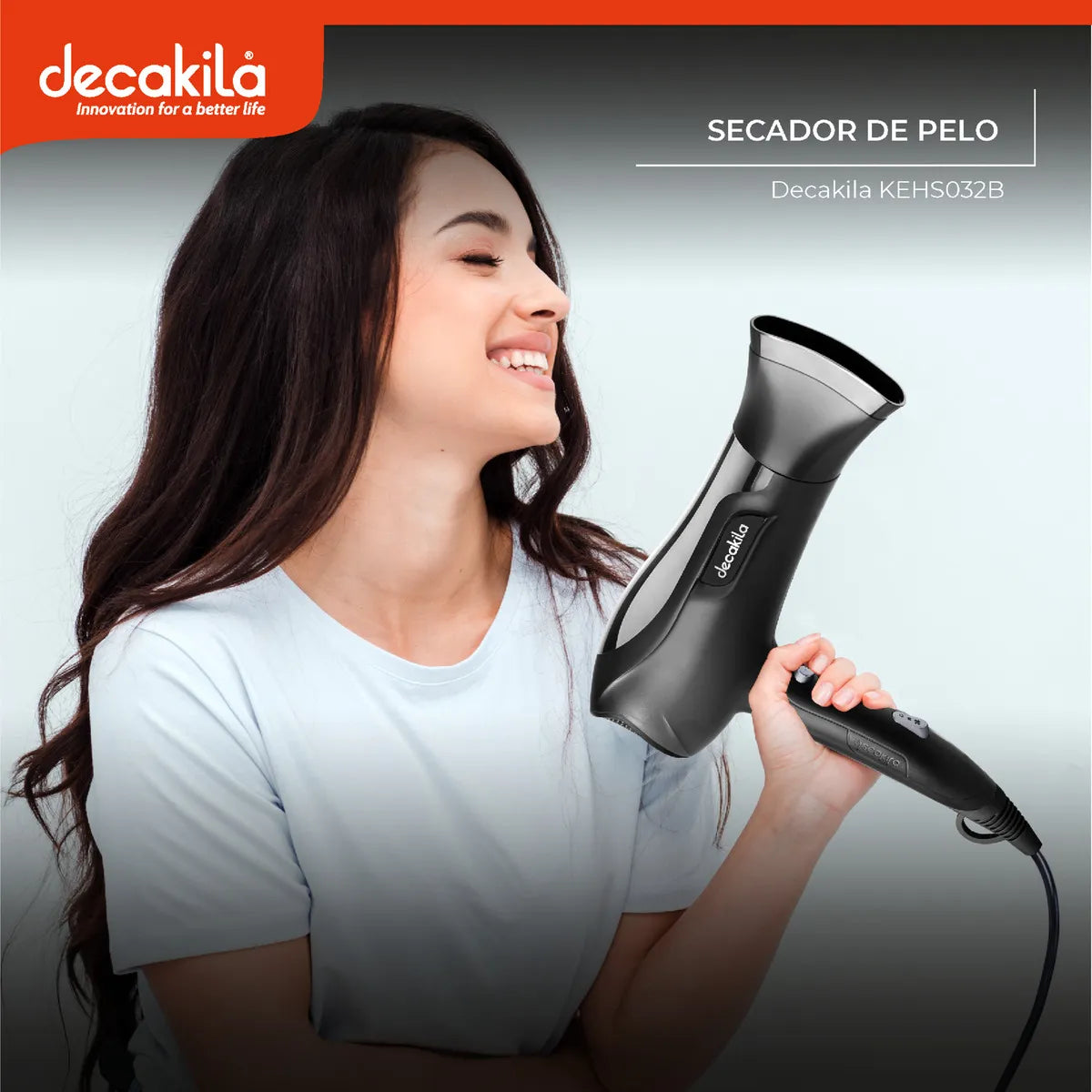 Secador de Cabelo Decakila Kehs032b 2200w 3 Temperaturas Ion
