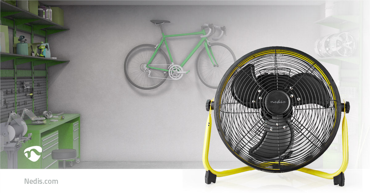 Ventoinha de chão Nedis FNFL11FYW30 300 mm | 3 velocidades | Inclinavel | Amarelo / preto
