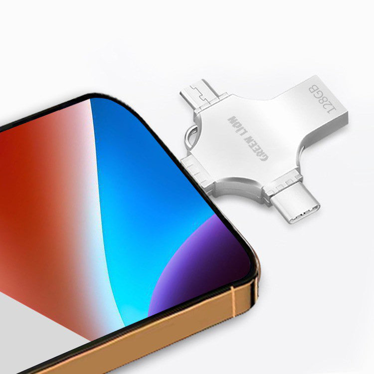 PEN-DRIVE GREEN LION 4-EM-1 USB FLASH DRIVE 64GB - PRATA