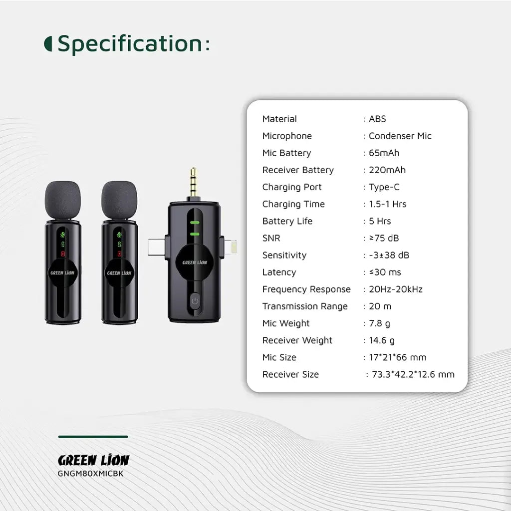 Green Lion GM-80X Microfone 3 em 1 - Preto