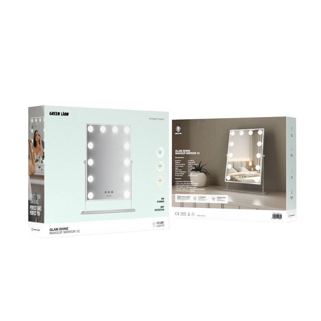 Green Lion Espelho Shine Makeup Mirror com 9 Luzes LED – Branco