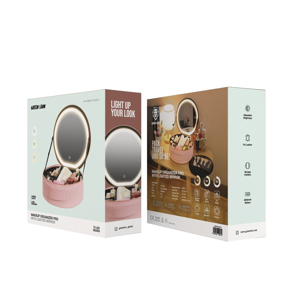 {GNMAKEORGPK} Green Lion Makeup Organizer Pro - Pink