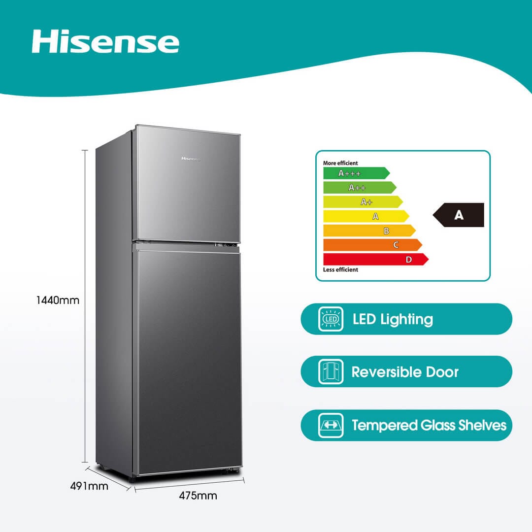 Frigorífico Hisense 154L branca – Design Compacto, Prateleiras Reguláveis, Silencioso – Modelo H225TTS