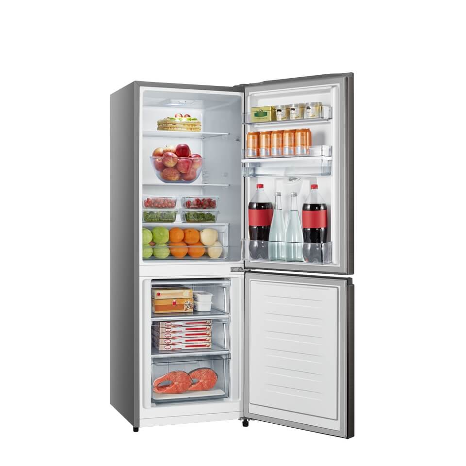 Frigorífico Combinado Hisense 222L Inox – Dispensador de Água, No Frost, Classificação F – Modelo H310BIT-WD