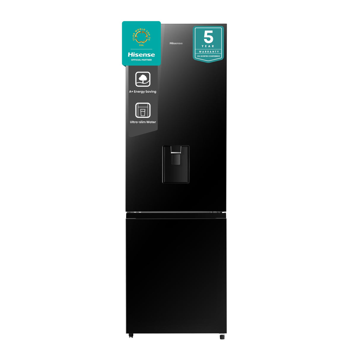 Frigorífico Combinado Hisense 263L Preto – Dispensador de Água, Total No Frost, Controlo Digital – Modelo H370BMIB