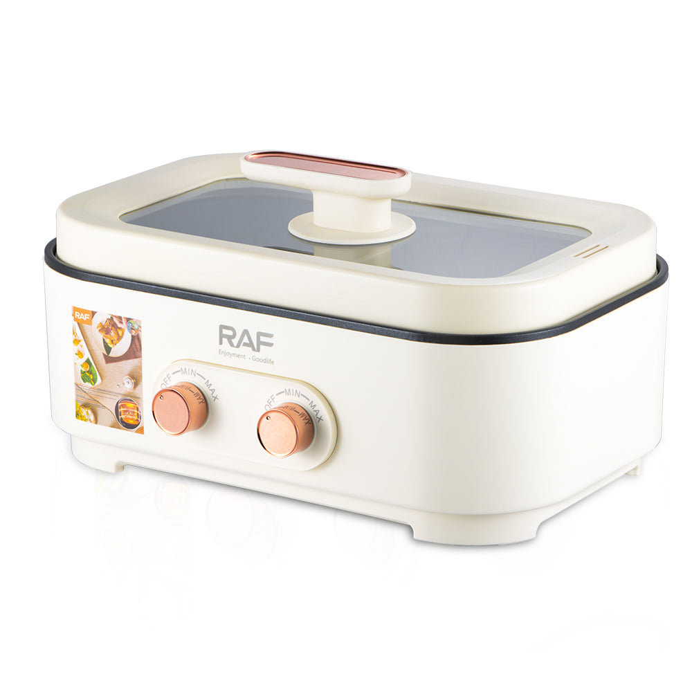 RAF Multi Função Panela Elétrica Com Dual 1000W Poder Duplo Sabor Hot Pot 6L Capacidade Uniforme de Calor e Fácil de Limpar