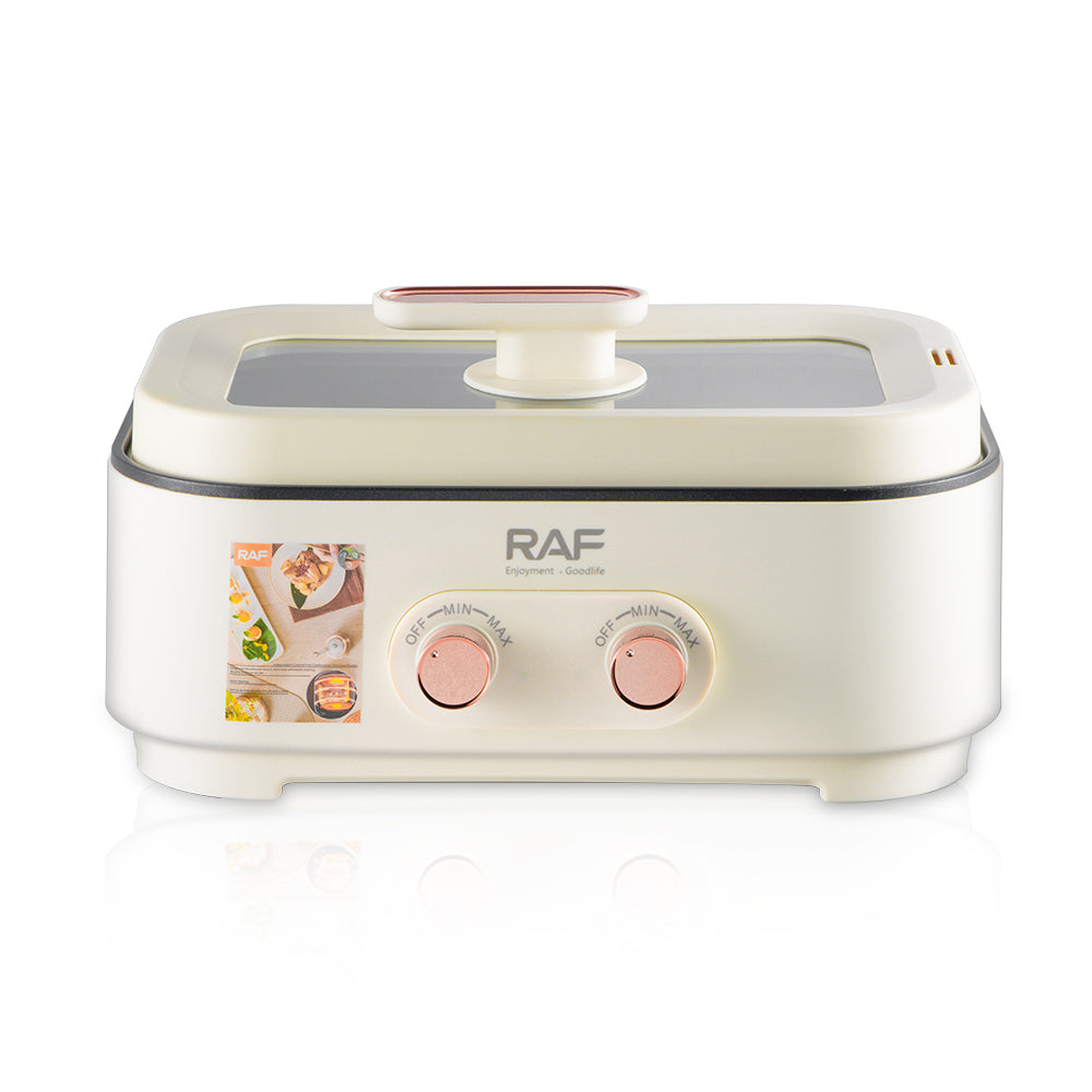 RAF Multi Função Panela Elétrica Com Dual 1000W Poder Duplo Sabor Hot Pot 6L Capacidade Uniforme de Calor e Fácil de Limpar