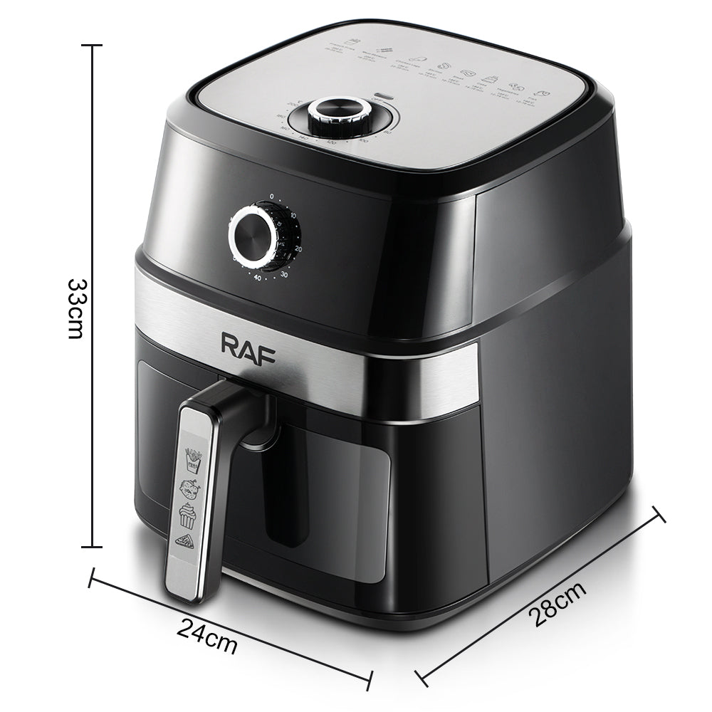 RAF Air Fryer 8L de grande capacidade 1350W sem óleo digital com janela visível para casa
